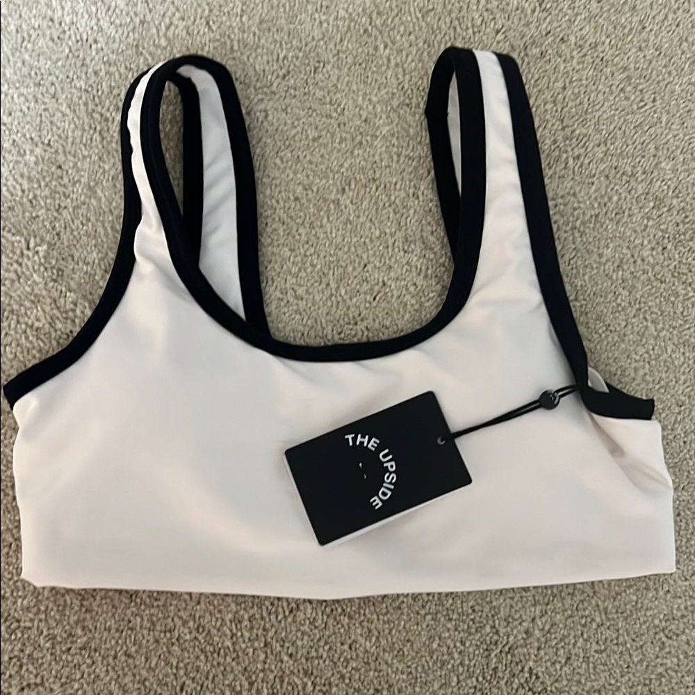 Chic White and Black Sports Bra